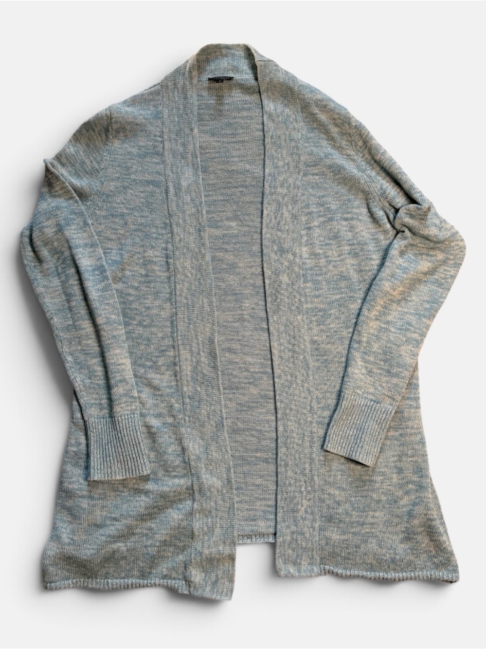 Talbots Linen Cotton Cardigan Women’s M Blue Open Front Long Sleeve